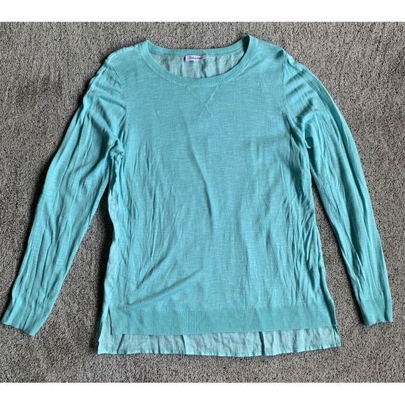 Calvin Klein Womens Long Sleeve Shirt LightTurquoise Lightweight Elbow Patches M - Picture 1 of 7